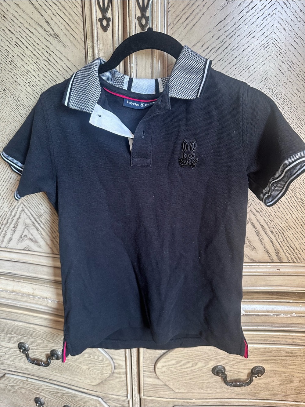 Psycho Bunny Black Polo with Contrast Grey Collar and Trim
